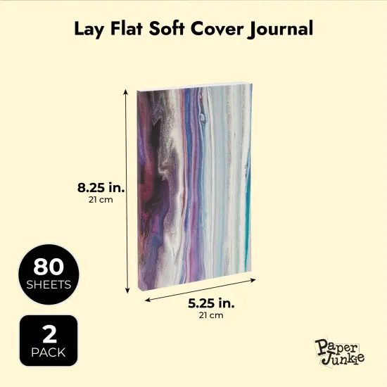Marble Soft Cover Journals, Lined Pages, 80 Sheets Each (5.25 x 8.25 In, 2 Pack) Multicolor {3}