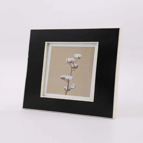 Decorative Striped Pattern Black Resin Tabletop Photo Frame, 5"x7" {1}