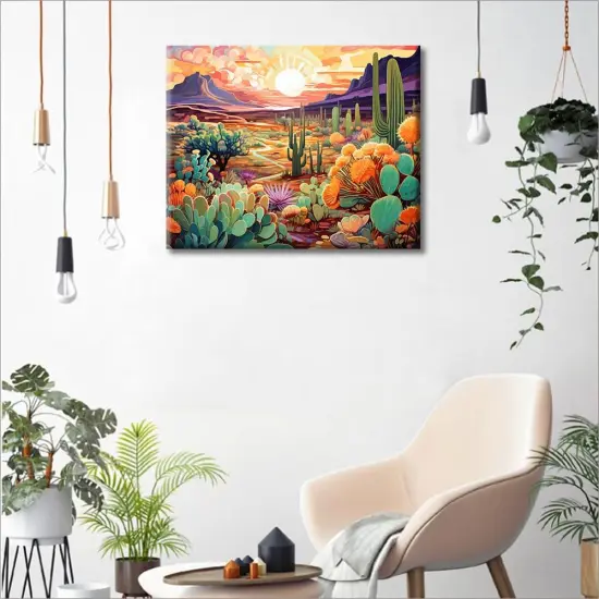 Succulent Paint by Numbers Kit for Adults, Landscape Paint by Numbers, Abstract Fantasy Desert Watercolor Adult Paint by Numbers {2}