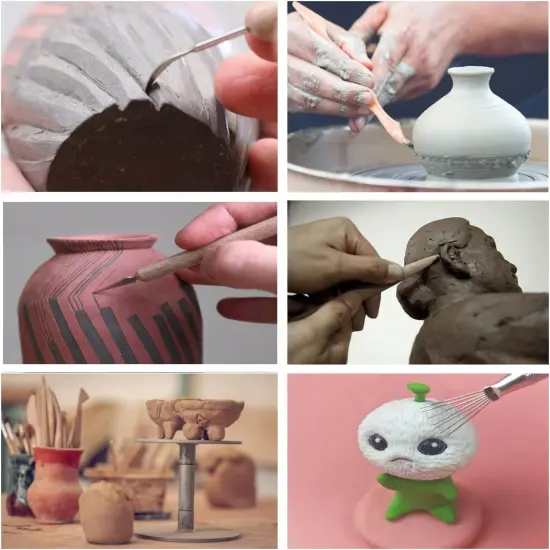 25Pcs Pottery Sculpting Tools Set with Plastic Case for Ceramic Modeling Carving {5}