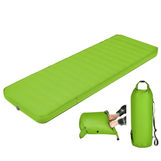 Inflatable Camping Sleeping Pad with 4 inch Thickness, Quick Inflation and 2-in-1 Bag Green {3}