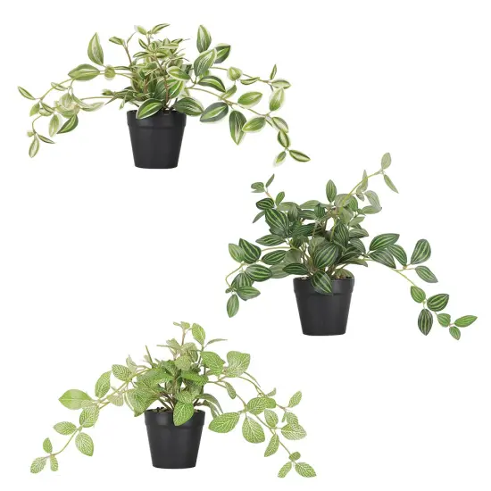 3 Packs Fake Plants Indoor with Black Plastic Pot - Realistic Artificial Potted Plants for Home, Office, Bathroom, Desk, Shelf, Living Room & Bathroom D&eacute;cor {1}