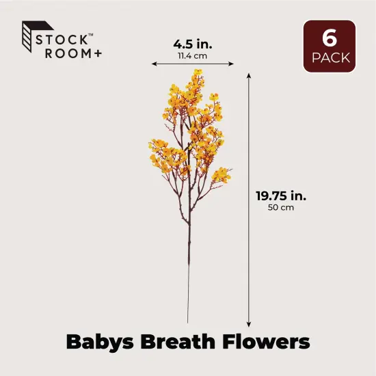 6 Pack Silk Artificial Baby's Breath Flowers with Stem, Babies Breath Faux Flower Bouquet, Fake Floral Arrangement for Table Centerpiece Decorations (20 in, Orange) {3}