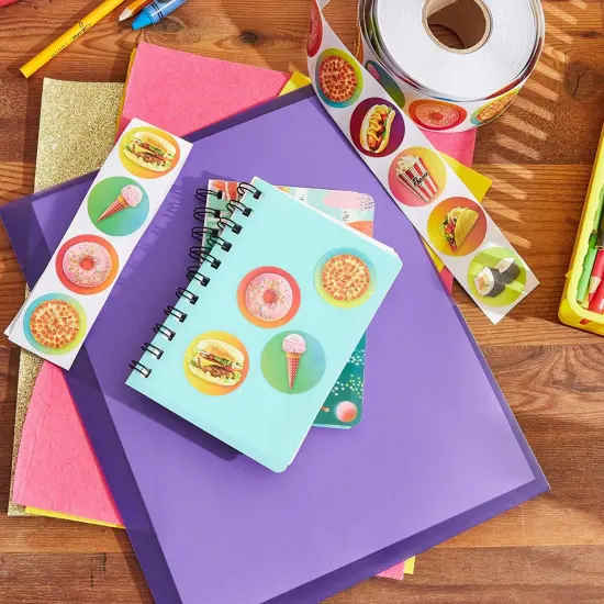 1000 Count Stickers, Assorted Designs Sticker Roll, Fast Food Multicolor {3}