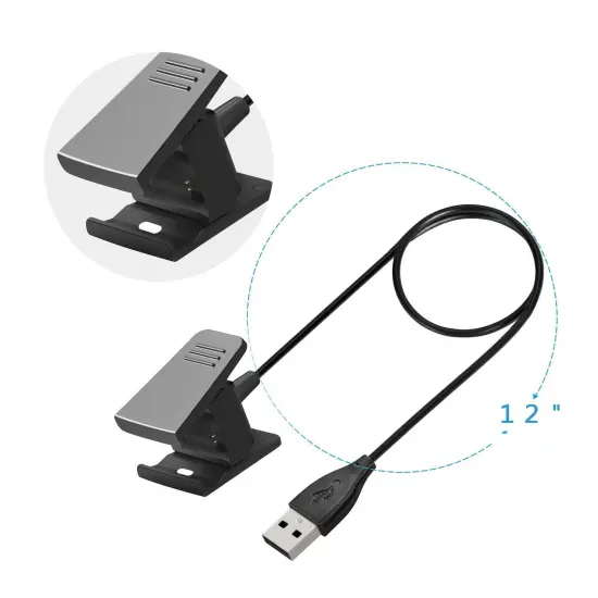 Insten Replacement USB Charger Charging Dock Cord Cable Adapter compatible with Fitbit Charge 2 Smart Fitness Activity Tracker Bracelet Wristband Black {5}