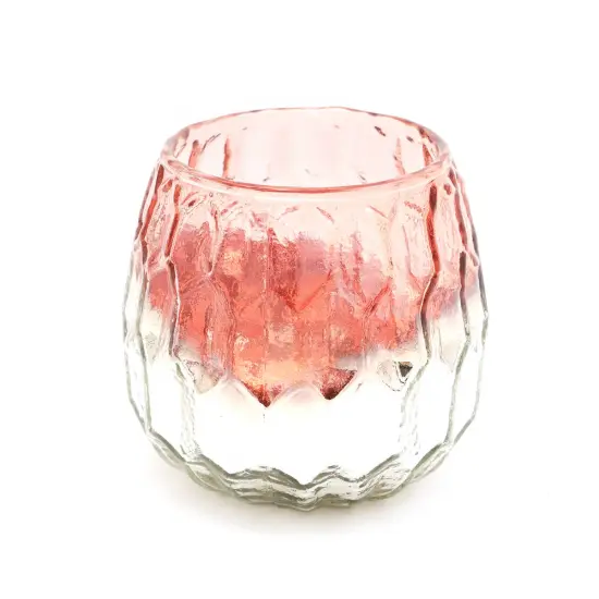 Honeycomb Ruby Lustre Glass Votive Candle Holder &ndash; Elegant Candle Stand for Warm Ambiance - 3.5 X 3.5 X 3.2" {3}