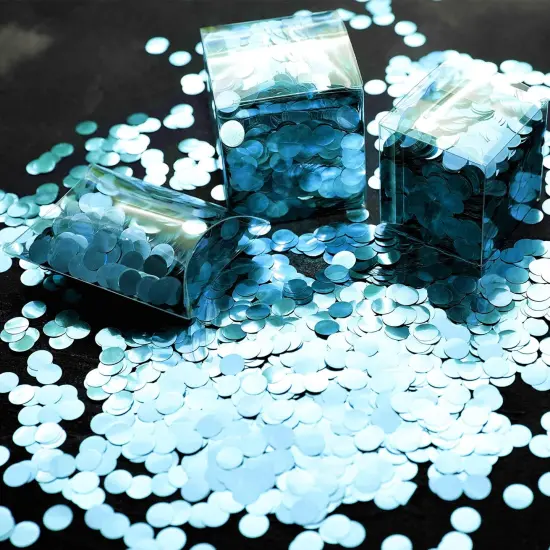 Light Blue Foil Metallic Round Table Confetti Decor Under the Sea Baby Shower Birthday Party Circle Dots Mylar Table Scatter Confetti Wedding Bachelorette Party Confetti Decorations, 60g {3}