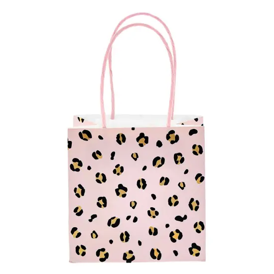 12 Pack Small Gift Bags with Handles for Candles, Mini Party Favors for Valentines, Bridal Shower, Baby Shower, Mothers Day, 3 Assorted Pink Designs (5x5x3 in) {4}