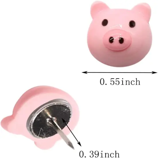 30 pcs Decorative Push Pins Pink Little Pig Resin Handmade Cute Thumbtack Paper Map Marker Picture Memo Note Drawing Pin Decorative Nail Cork Board Office Accessories（Pig） {2}
