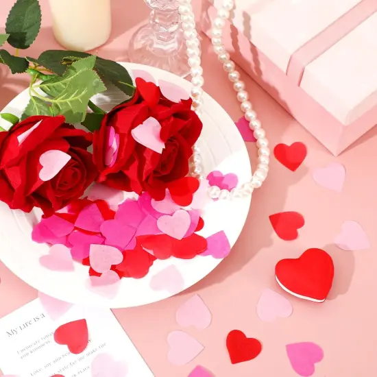 Valentine's Day Heart Paper Confetti, Red Heart Tissue Decorations Valentine Party Scatter Table Confetti Sprinkles Hearts for Balloons Wedding Birthday Festival Supplies {2}
