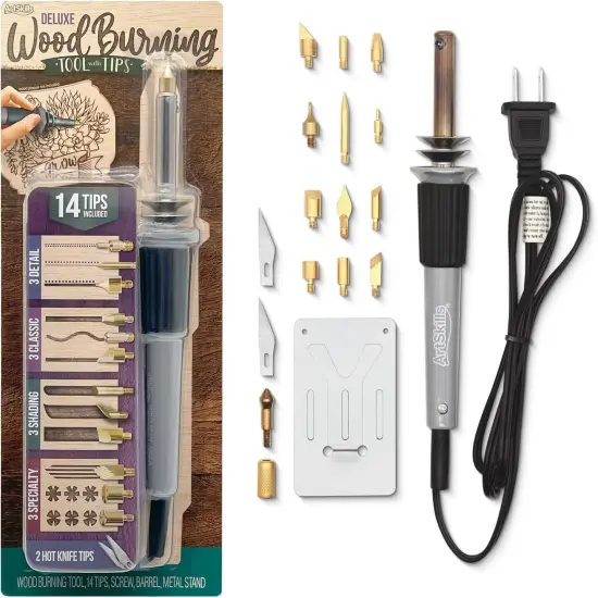 Wood Burning Tool, Wood Burning Kit with Pen, 14 Tool Tips & 2 Hot Knife Tips {1}
