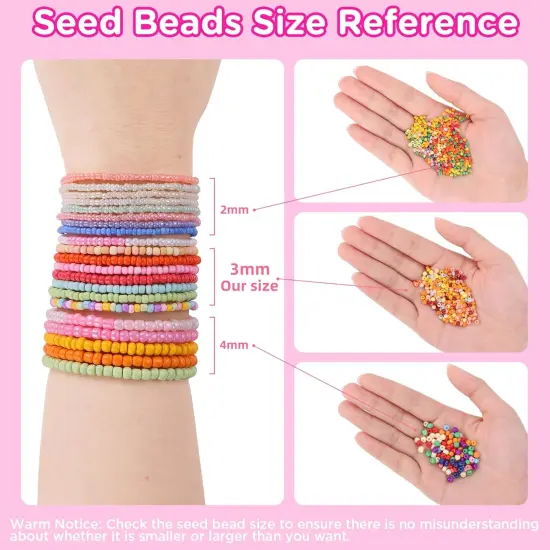 39 Colors 3mm Seed Beads, 9600pcs Small Beads for Jewelry Making {2}