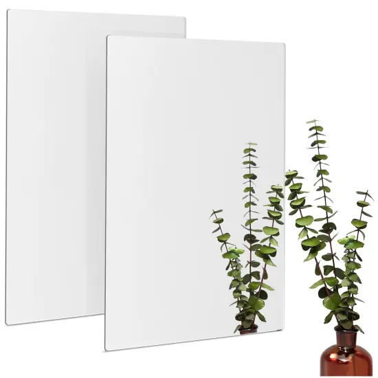 Bright Creations 2 Pack Acrylic Mirror Sheets for Wall Decor, 3mm 17x11" Shatter Resistant Frameless Tiles for Mounted Mirror, Bedroom, Home Gym, Bathroom, Kitchen, Door Silver {1}