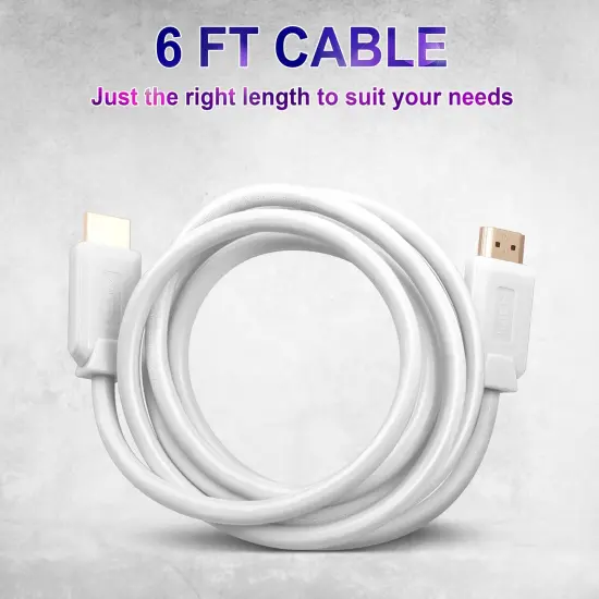 Insten 2 Pack High Speed 8K HDMI Male to Male Cable Cord 6 ft for TV, PC, Desktop Computer, 60Hz, 48Gbps, , White {7}