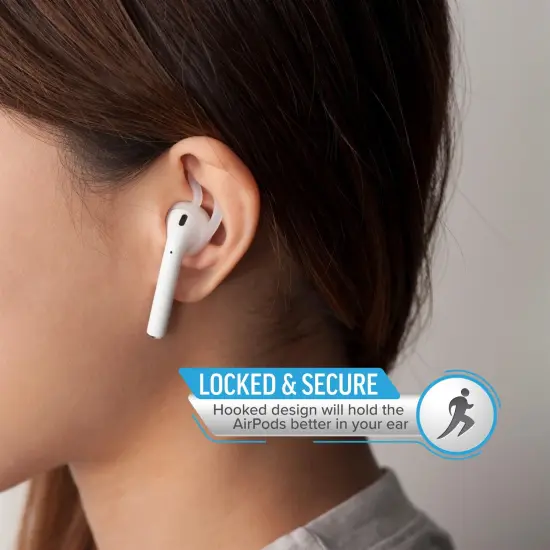 1 Pair for Airpods Ear Hooks Fit in Case, Protective Soft Silicone Earhooks Wraps Rubber Hooked Earphones Headphones Headset EarPods Earbuds Skin Ears Tips for Airpods 1 & Airpods 2 , Clear by Insten {3}