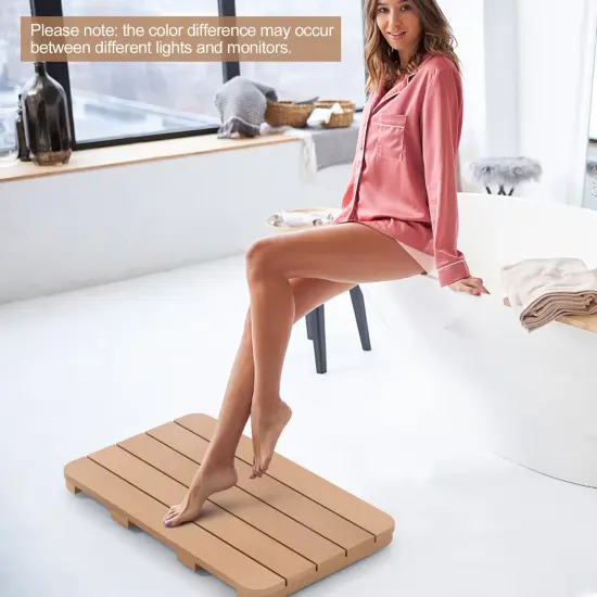 HIPS Spa Shower Mat with Non Slip Foot Pads and Rounded Smooth Edges Ideal for Indoor and Outdoor Use Brown {3}
