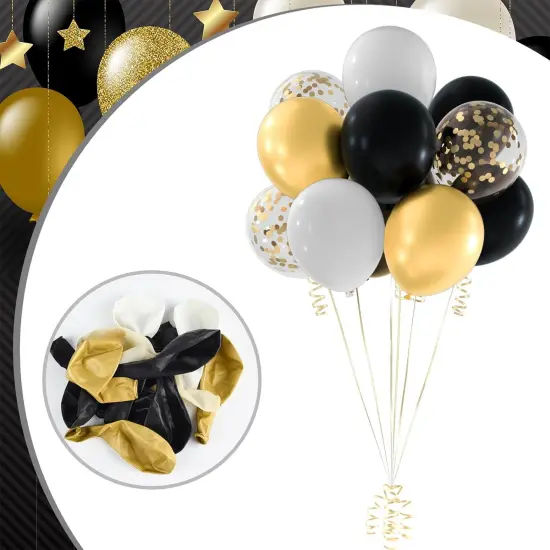 Black and Gold Confetti Balloons 60pcs {4}