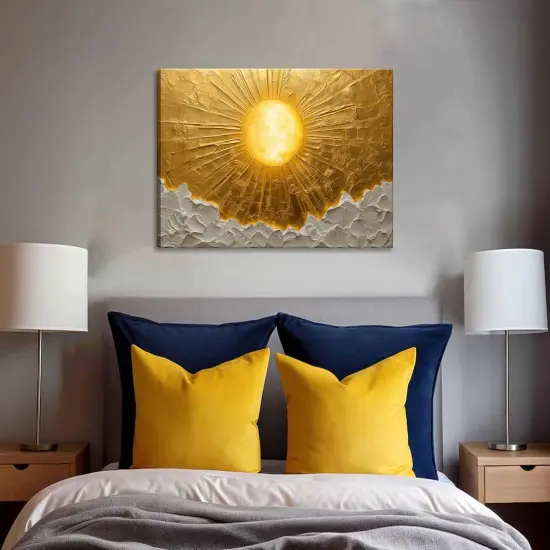 Summer Boho Sun Canvas Wall Art Bohemia Minimalism Golden Abstract Sunrise Sunset Modern Luxury Painting Picture Wall Decor Poster Print Artwork for Living Room Bedroom Office Home Decoration {2}