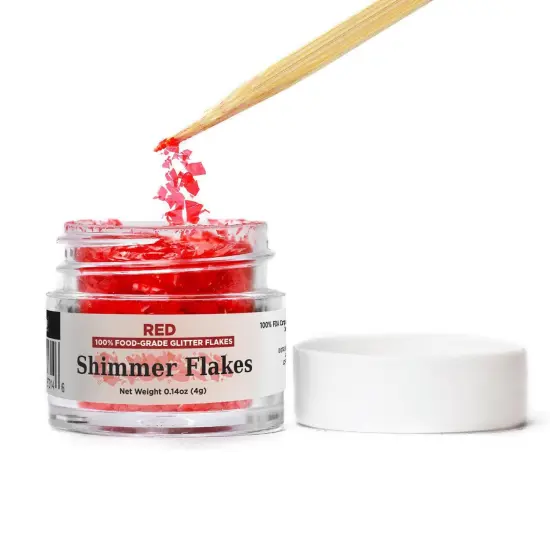 Red Edible Shimmer Flakes 4 Gram Jar {1}
