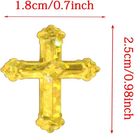 520Pcs Cross Table Confetti Decor Glitter Confetti Table Confetti Cross Decoration for Birthday Wedding Foil Theme Thanks Giving Party Valentine's Day Scatter Bless Confetti(Golden） {2}