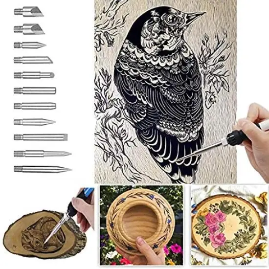 Wood Burning Tips Set and Stencils, Pyrography Wood Burning Alphabet Numbers Symbols Stamps Set（ Include 53 Assorted Wood Burning/Carving/Embossing & Soldering Tips and 8 Stencils） {4}