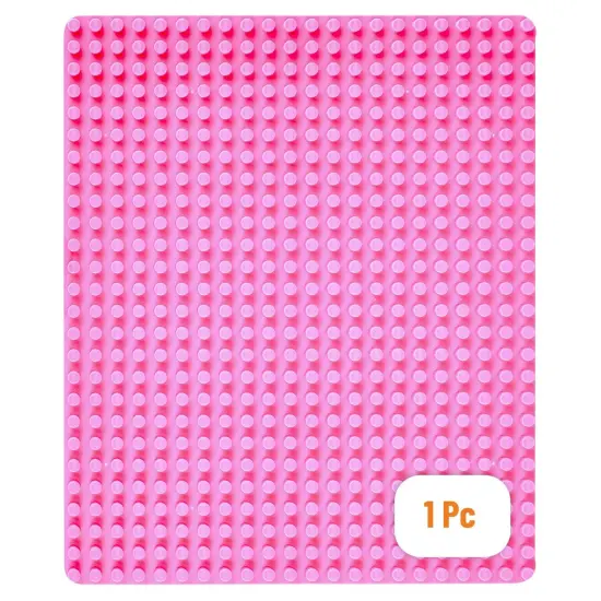 Classic Big Briks Baseplate 15" x 10.5" Large Building Brick Baseplate by Strictly Briks |100% Compatible with All Major Brands|Large Pegs for Toddlers | Single Pink Flat Bottom Base Plate, Ages 3-14 {1}
