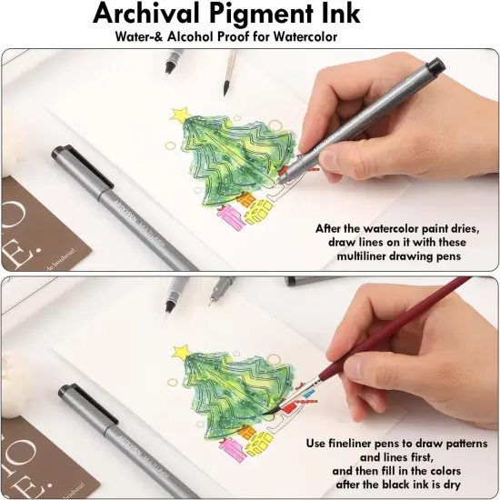 Micro Fineliner Drawing Art Pens: 5 Pack 0.25 mm Black Fine Line Waterproof Ink pen, Artist Supplies for Adults Sketching Anime Manga Watercolor Calligraphy Technical Illustrators {4}