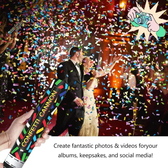 6 Pack Colorful Confetti Poppers, 12 Inch Biodegradable Confetti Cannon Party Poppers Shooters for Birthday, Wedding, Graduation, Anniversary, Parties {4}