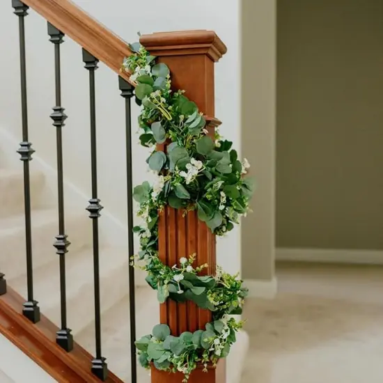 4 Pack 5.9Ft Eucalyptus Garland,Artificial Eucalyptus Flowers Leaves Table Greenery Garland Wreath Vines for Wedding Party Table Fireplace Bedroom Wall Room Decor {5}