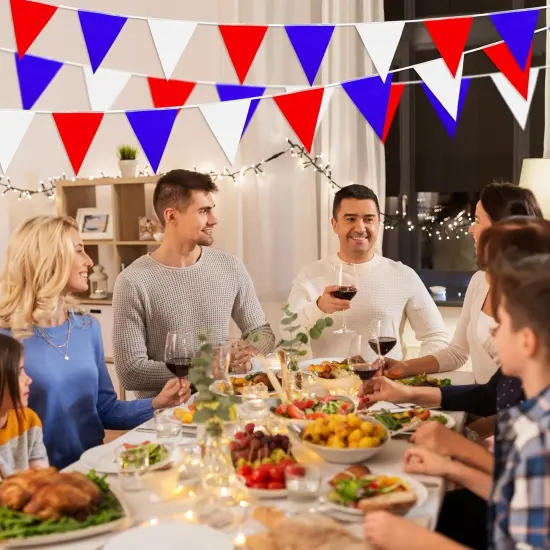 Red Blue White Pennant Banner Flags Triangle Hanging Flag Garland Party Decorations for Patriotic 4th of July Independence Day Graduation Birthday Wedding,60 PCS {5}