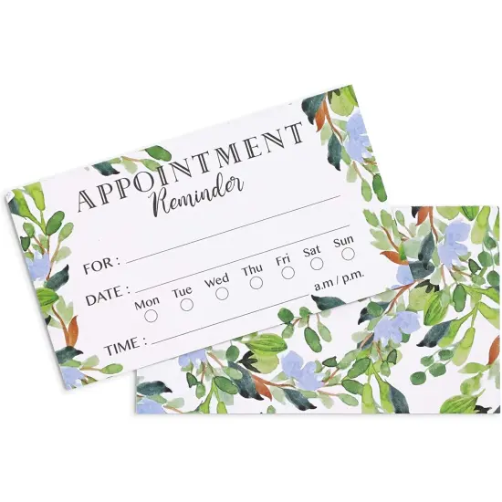 Paper Junkie 200 Pack Green Foliage Appointment Reminder Cards - Double-Sided Design Appointments Reminder Cards for Salons, Dentists, Doctors, Hair Stylists, and Therapists (3.5 x 2 in) {5}