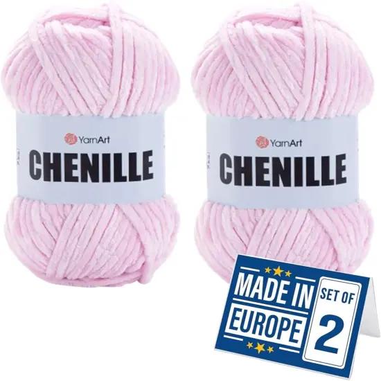 2 Skein Yarn Art Chenille Yarn, Velvet Yarn, Super Soft Fluffy Bulky 5, for Knitting Crocheting Crafting Blanket Amigurumi, Soft Velvet Baby, Durable, 100gr x 2, 100yards x 2 (Pink-550, Pack 2) {1}