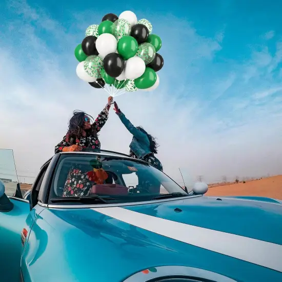 reen Black White Balloons, 50Pcs 12inch Latex Balloons Set for Women Girl Baby Shower Birthday Wedding Party Decorations, Balloon Bunches in Color Black,White,Green {5}