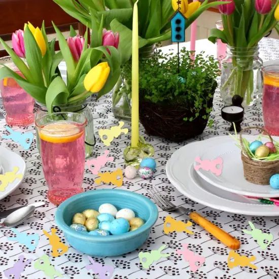 120 PCS Happy Easter Confetti Rabbit Colorful Table Decoration Confetti Baby Shower Decorations Theme Party Decorations Rabbit Purple {3}