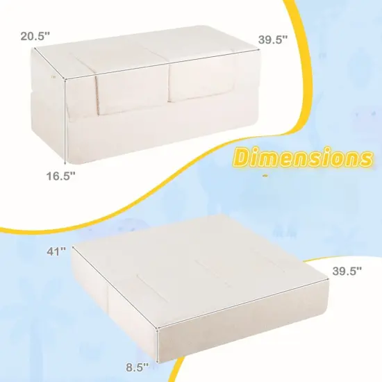 Beige Foam Convertible Kids Sofa Couch with Soft Plush Cover Ideal Gift for Birthday or Christmas {5}