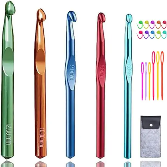 Large Aluminum Crochet Hooks Set 7mm, 8mm, 9mm,10mm, 12mm,Crochet Needle,Big Crochet Hooks {1}
