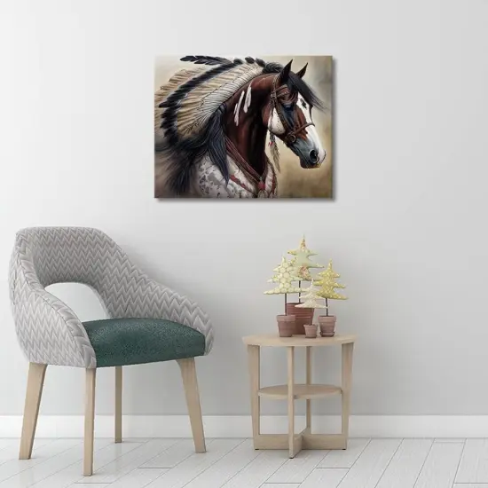 Native American Horse Paint by Number Kits, Paint by Numbers for Adults Kids Beginner, Indians War Horse Oil Painting by Numbers on Canvas with Brushes and Pigment, 16x20 Inch {4}