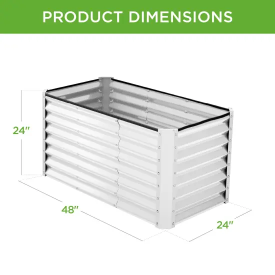 Best Choice Products 4x2x2ft Outdoor Metal Raised Garden Bed, Planter Box for Vegetables, Flowers, Herbs White {2}