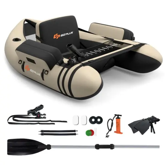 Inflatable Fishing Float with Adjustable Straps & Storage Pockets Gray {9}