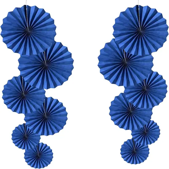 Blue Party Hanging Paper Fans DIY Set,12pcs Set Paper Fans Set Hanging Pinwheels Fan DIY Paper Craft for Wedding Birthday Christmas Party Decoration Hanging Paper Fan Flower Decoration (Blue) {1}