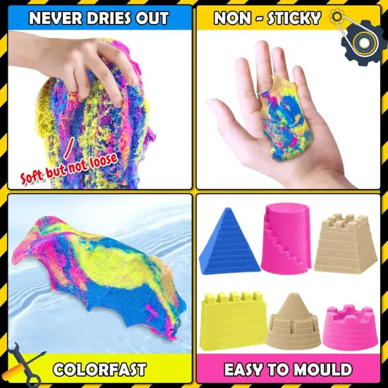 Summer Sand Toys Sensory Bin - Play Sand Kit with Construction Set Toy Truck and 4lbs Magical Sand, Pretend Play Beach Sensory Toy Sandbox, Kids Gifts for Girls and Boys {3}