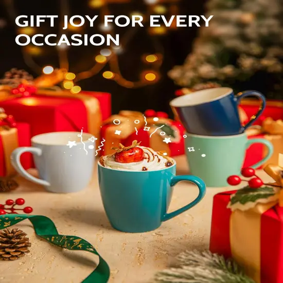 Porcelain Coffee Mugs - 16 Ounce - Set of 6 {5}