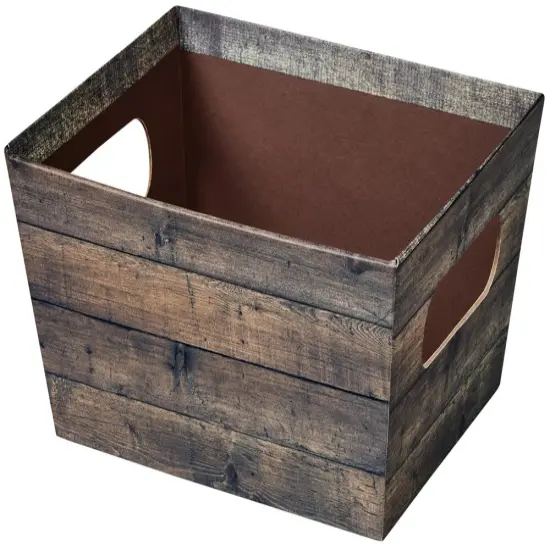 Pack/3: Rustic Wood Baskety Tray - 12 x 9-1/2 x 4-1/2" {2}