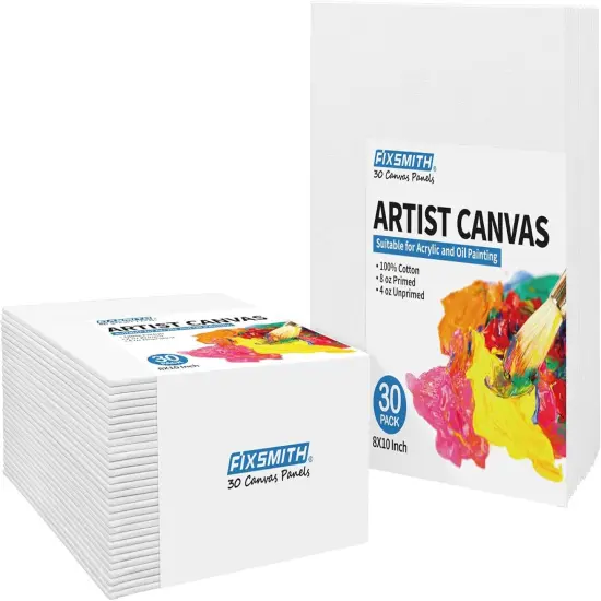 Canvas for Painting, 8x10 Inch Canvas Boards, Super Value 30 Pack White Blank Canvas Panels, 100% Cotton Primed, Painting Art Supplies for Professionals, Hobby Painters, Students & Kids {4}