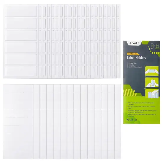 120 Pack Clear 3-Ring Binder Spine Label Holder Stickers with 126 Blank White Inserts, Self-Adhesive Pocket Sleeves for Small Business, Office Supplies (1x3 In) {1}