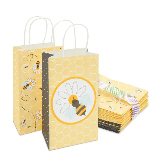 Bumble Bee Party Favor Bags for Baby Showers, Gender Reveal (24 Pack) Yellow {1}