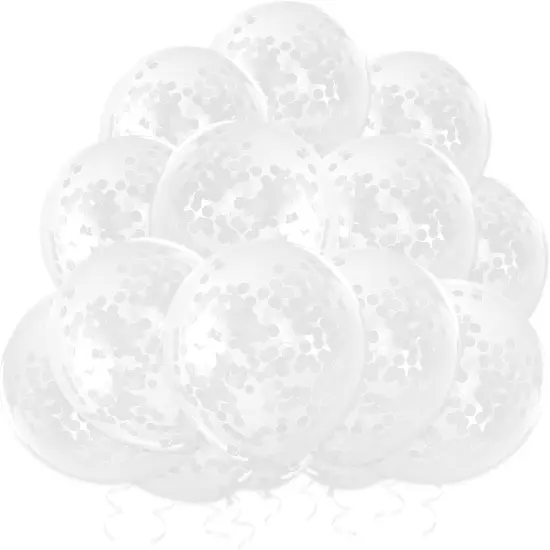25 Pcs White Latex Confetti Balloons {1}