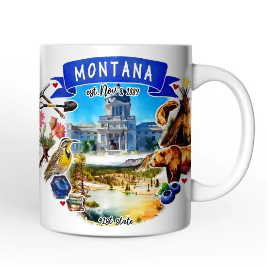 Artistic Montana State Themes and Landmarks Mug {4}