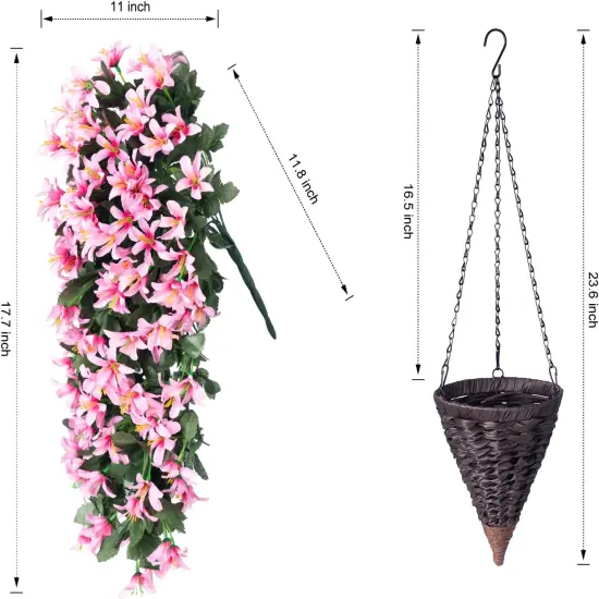 Artificial Faux Hanging Outdoor Plants Flowers Basket for Spring Autumn Decoration {2}