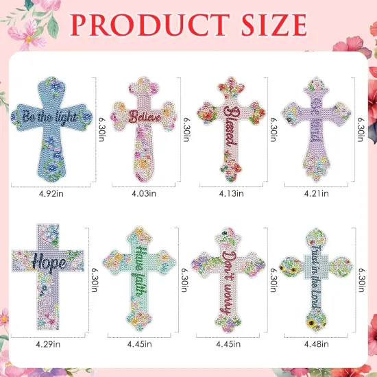 Cross Diamond Painting Bookmarks - 8PCS 5D Diamond Art Bookmark Kits with Tassel Bible Verse Rhinestone Page Marks Inspirational Christian Bookmarks for Reading Lover Book Decor DIY Crafts Gift {4}